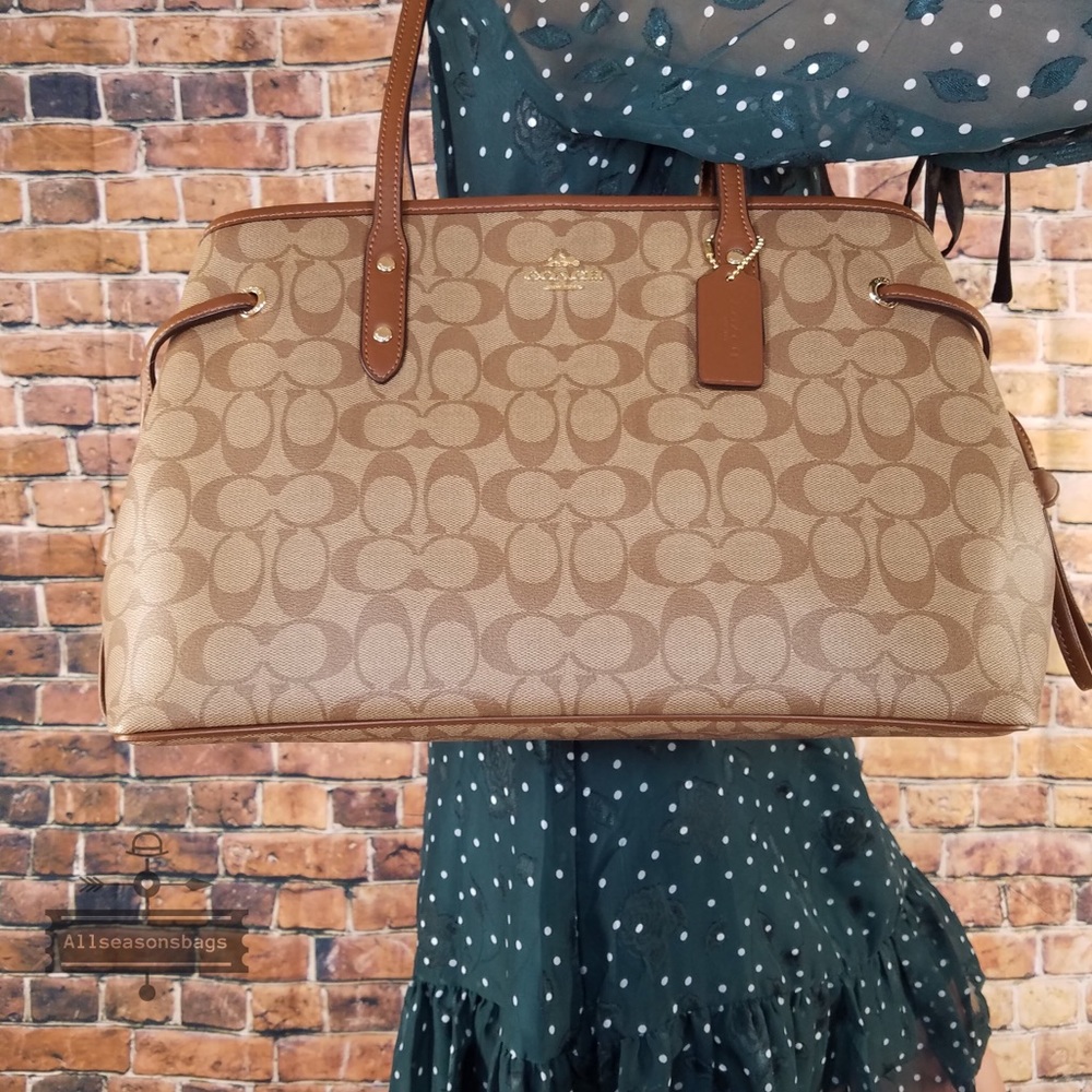 Coach signature pvc drawstring khaki brown tote - Picture 5 of 8